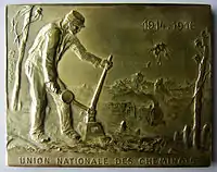 Union nationale des Cheminots 1914-1916, plaquette, avers.