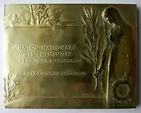 Union nationale des Cheminots 1914-1916, plaquette, revers.