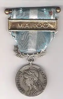 Médaille coloniale avec agrafes "Tunisie" et "Maroc"