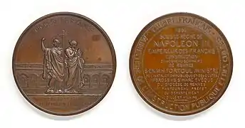 Médaille de la construction du nouveau séminaire de Rennes en 1854 sous le règne de Napoléon III.