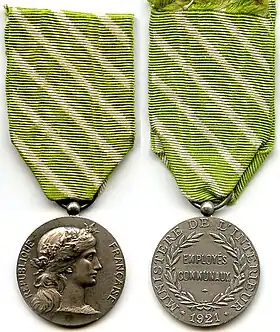 Médaille des employés communaux, 1921 - 1945