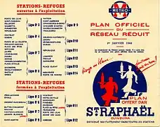 La liste des stations-abris du métro parisien en janvier 1940.