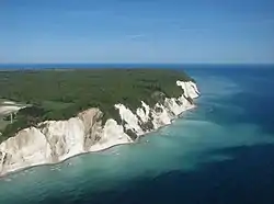 Vue aérienne d'une partie des Møns Klint.