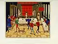 Service de table chez une châtelaine. Fac-similé d'une miniature du Roman de Renaud de Montauban, ms. du quinzième siècle. (Bibl. de l'Arsenal).