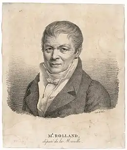 J. B., M. Rolland, député de la Moselle, lithographie d'après une oeuvre d'Eugénie Delaporte,  bibliothèques-médiathèques de Metz.