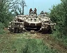 M60 Patton en version Panther de déminage de mines terrestres antichar, équipé de rouleaux