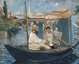 Édouard Manet, Claude Monet dans son atelier à Argenteuil (1874).