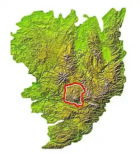 Carte de localisation de l'Aubrac dans le Massif central.