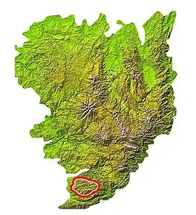 Carte de localisation des monts de Lacaune dans le Massif central.