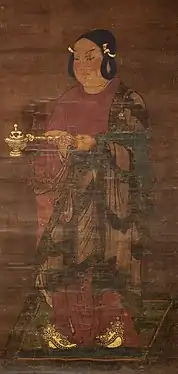 Toba Sōjō. Shōtoku à seize ans, XIIe siècle, époque Nanboku-chō, encre, couleur et or sur soie, 82,6 × 52,2 cm, Metropolitan Museum of Art, New York.