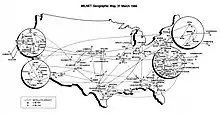 Carte du réseau MILNET en 1986