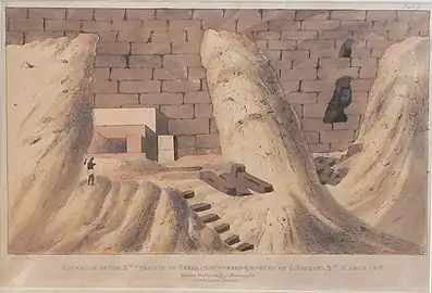 Entrée de la 2e pyramide de Geeza, découverte et ouverte par G. Belzoni, le 2 mars 1818, Mougins, Musée d'art classique de Mougins
