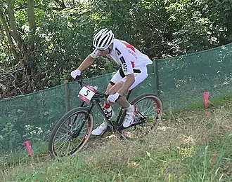 Photo de Florian Vogel pendant la course de VTT