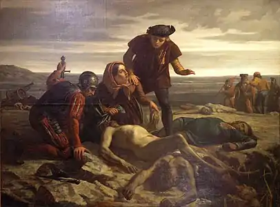 La Mort de Charles le Téméraire devant Nancy, huile sur toile de Charles Houry, 1852.