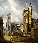 Église Saint-Nicolas et basilique Notre-Dame de Maastricht, peinture à l'huile, avant 1837.