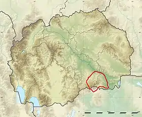 Carte de localisation de Kožuf en Macédoine du Nord.