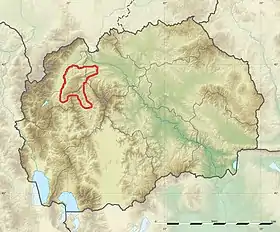 Carte de localisation de la Suva Gora en Macédoine du Nord.