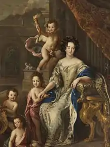 Madame de Montespan et ses 4 premiers enfants légitimés en 1677.