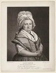 Madame Gonthier (c. 1784), gravure d'après Lemoine