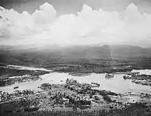 An aerial view of a harbour