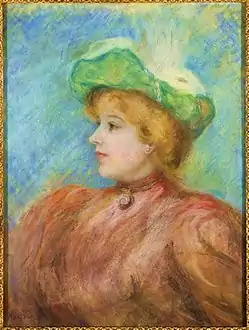 Pastel : Portrait de Mademoiselle Diéterle, d'Auguste Renoir vers 1910. Musée Antoine-Lécuyer à Saint-Quentin.