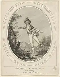 Mademoiselle Hiligsberg in the ballet of Le jaloux puni (1794, New York Public Library).