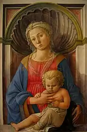 Le peintre Filippo Lippi de la Renaissance italienne a placé sa Vierge à l’Enfant du Quattrocento à l'intérieur d'une niche dont la tête est en forme de coquillage (National Gallery of Art, Washington, États-Unis).