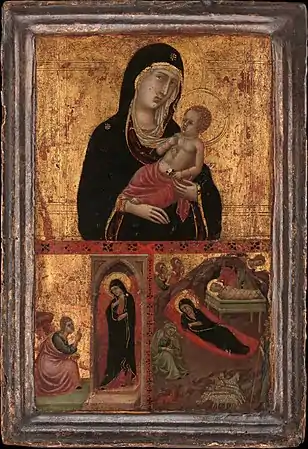 La Vierge et l'Enfant avec l'Annonciation et la Nativité, panneau de bois peint a tempera, vers 1310, Metropolitan Museum of Art, New York.
