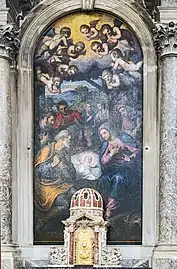 Retable   La Nativité et Saint Dominique.  Domenico Tintoretto