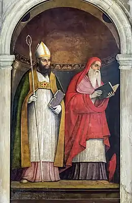Saint Jérôme et Saint Augustin par Girolamo da Santa Croce.