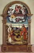 Madone de Lorette avec san Filippo Neri et saint Jacques, Pietro Paolo Agabiti ou Raffaellino del Colle, 1566, Palazzo Pianetti, Jesi