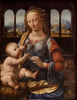 La Madone à l'œillet (1478) musée de Munich (Alte Pinakothek) de Léonard de Vinci