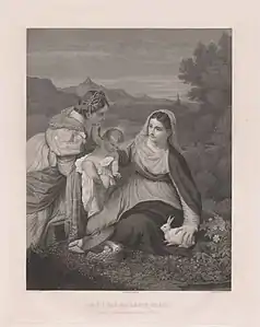 Jean-Nicolas Laugier after Titian, "Madonna of the Rabbit," c. 1488-1576, etching and engraving, Department of Image Collections, National Gallery of Art Library, Washington, DC