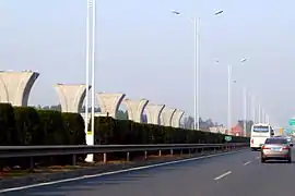 Un tronçon de la ligne lors de sa  construction en janvier 2015.