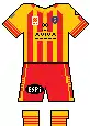 Le maillot de l'USAP à Barcelone en 2014, véhiculant l'identité catalane