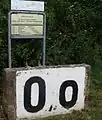 Le kilomètre zéro sur l'île de Maaraue à Mayence-Kostheim.