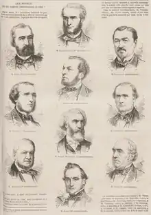 Gravures de dix portraits d'homme, disposés en trois colonnes.