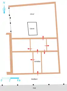 Vue du plan simplifié d'une habitation antique.