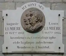 Plaque commémorative des frères Lumière