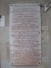 Plaque du 8e centenaire de la naissance de Saint Bernard.