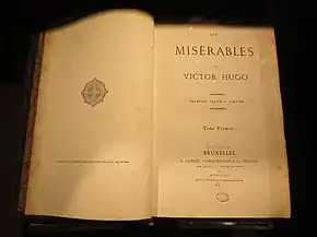 Les Misérables, première édition de 1862.