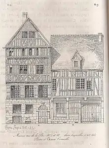 Maisons rue de la Pie no 4 et n° dans lesquelles sont nés Pierre et Thomas Corneille.