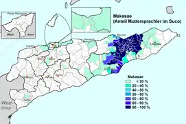 Répartition des locuteurs natifs du makasai au Timor Oriental