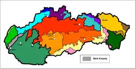 Carte de localisation des Petites Carpates en Slovaquie.