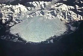 Le lobe glaciaire du glacier Malaspina en Alaska.