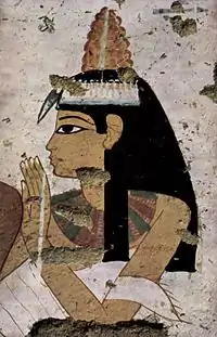 Femme portant un cône parfumé, 1350-1300 avant notre ère