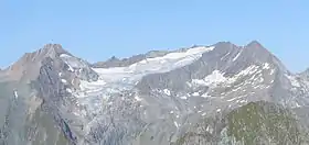 Vue des Malhamspitzen, sur la droite, avec le Quirl sur la gauche.