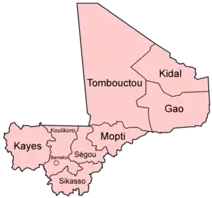 Carte des régions du Mali