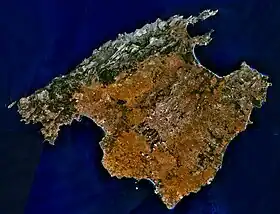 Vue satellite de Majorque.