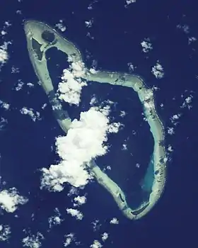 Photo de la NASA de l'atoll Malum, le plus petit et le plus au nord du groupe.